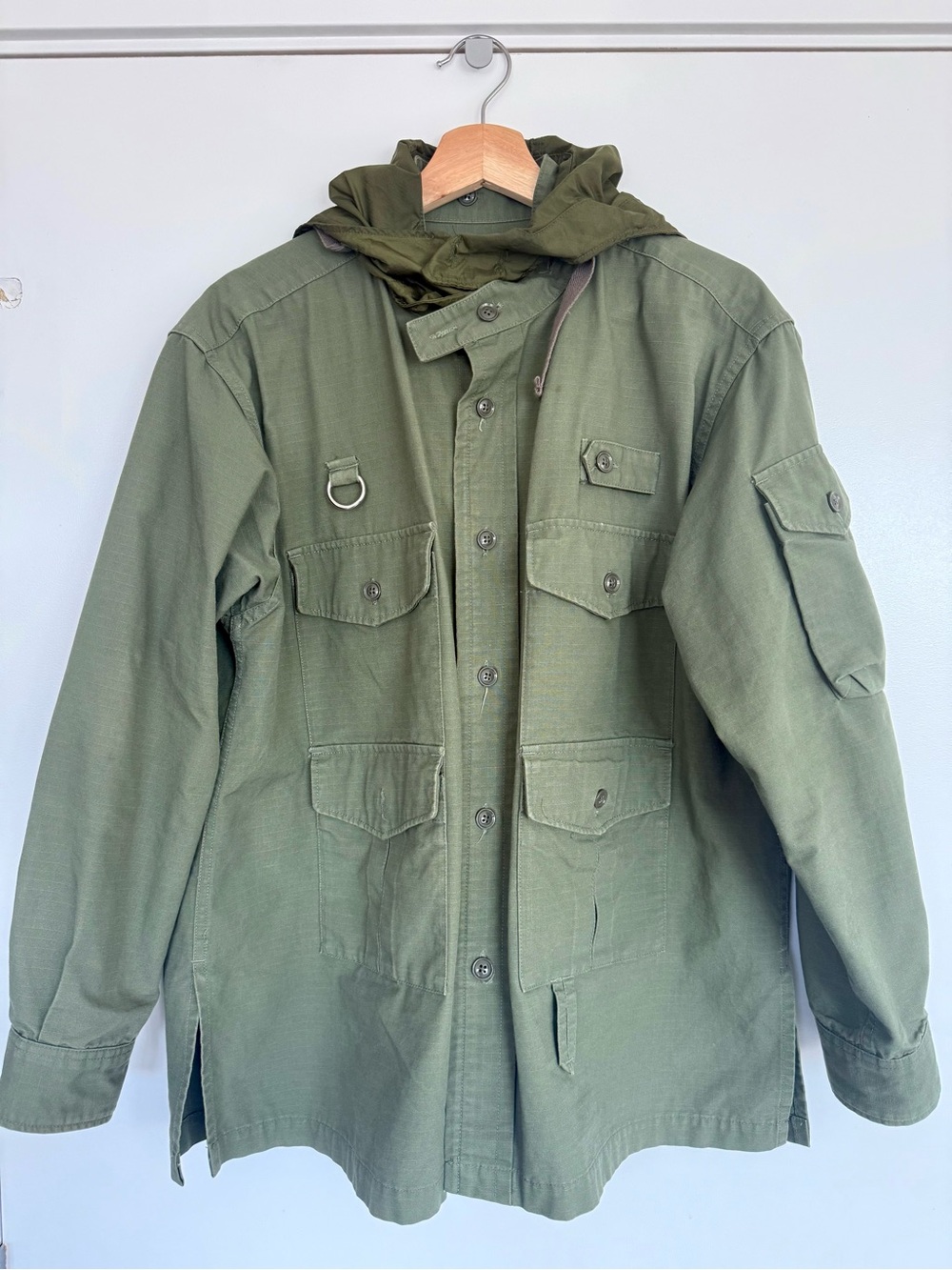 Engineered Garments Fishing Over Shirt Olive Cotton Ripstop Vintage Men’s Size S